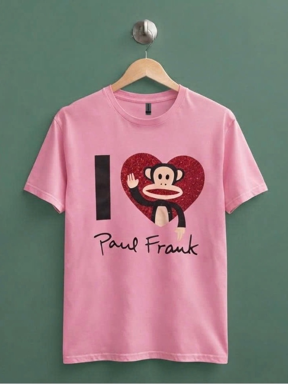 Paul Frank Julius Monkey Heart Pink Graphic Tee Shirt
